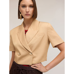 Motivi - Chaqueta corta cruzada de manga corta - Beige