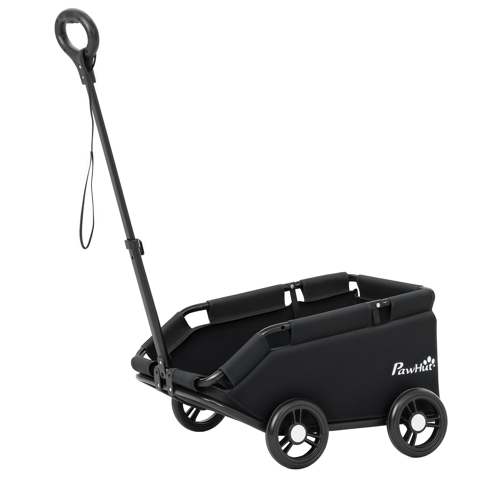Poussette chien chariot 4 roues pliable avec poignée multidirectionnelle - nombreux équipements - noir