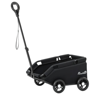 Poussette chien chariot 4 roues pliable avec poignée multidirectionnelle - nombreux équipements - noir