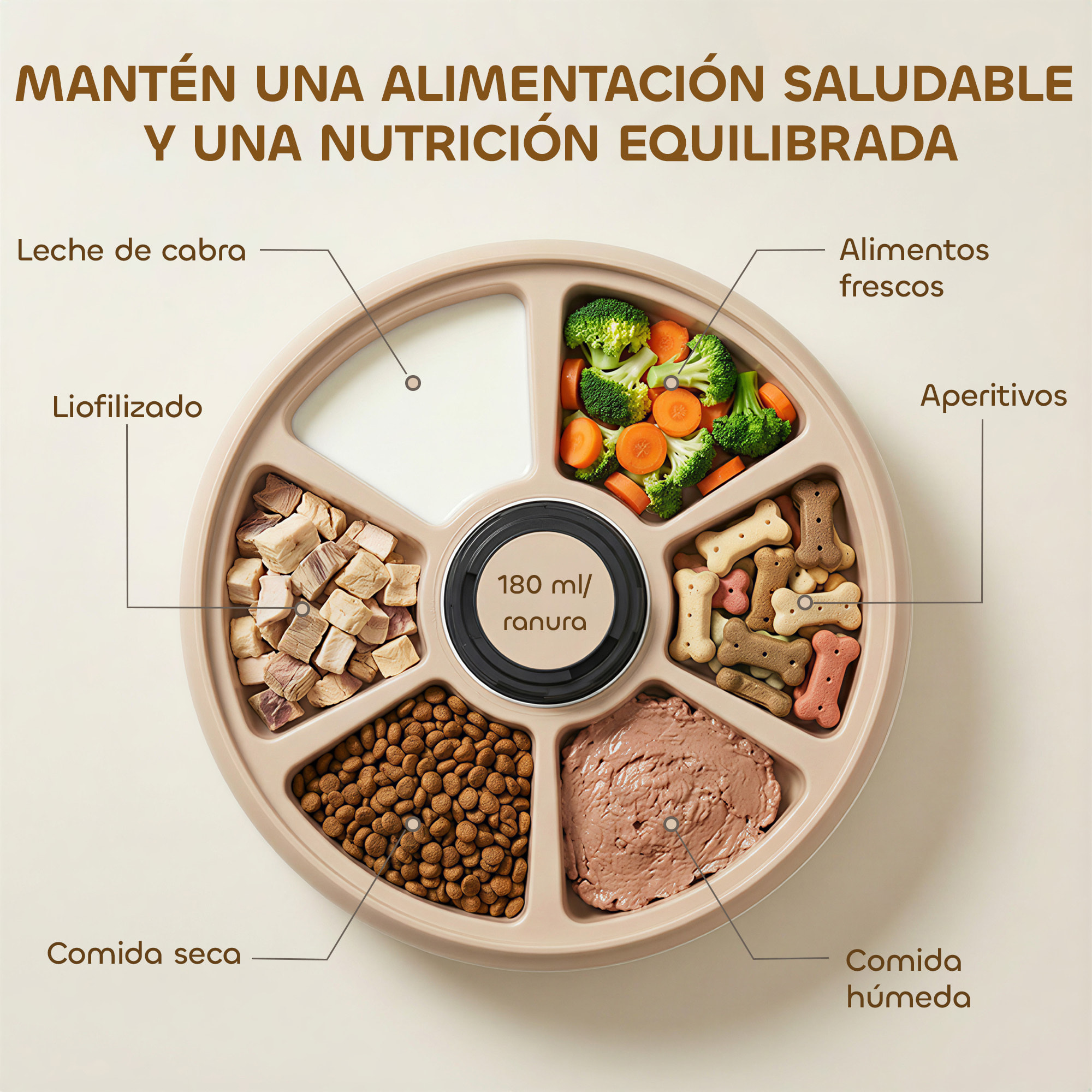 Comedero Automático para Gatos y Perros, Dispensador de Comida para Gatos con Temporizador Programable, Paquete de Hielo, 6 Cuencos, Pantalla LED, Funciona con Baterías, para Secos y Húmedos