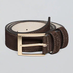 Cintura Cesar in pelle in crosta marrone con particolari Polo Club