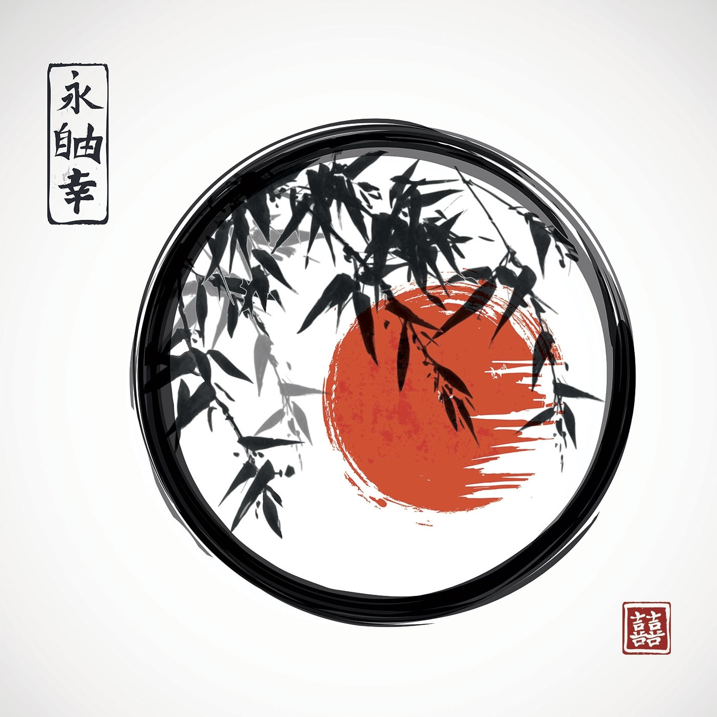 Tableau zen circle japon et bambous Tableau plexiglas