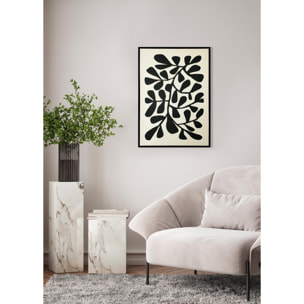 Cuadro Linen lino impresión 3D beige-negro 93x63x4 cm