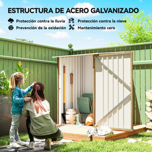 Cobertizo de Jardín Exterior, 0,92 m², 100x103x160 cm, Caseta de Jardín Exterior Metálica con 1 Puerta y Cerradura, para Almacenamiento de Herramientas, para Patio, Terraza, Marrón Claro