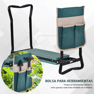 Taburete de Jardín con Bolsa para Herramienta 58x28x49cm