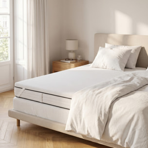 Topper Materasso in Memory Foam con Fibra d’Argento, Alto 5 cm, Traspirante e Antistatico con Elastici, Certificato OEKO-TEX, Made in Italy