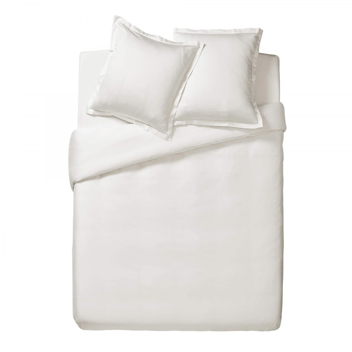 Housse de couette unie en satin de coton, Made in France, TRIUMPH LINE , Blanc