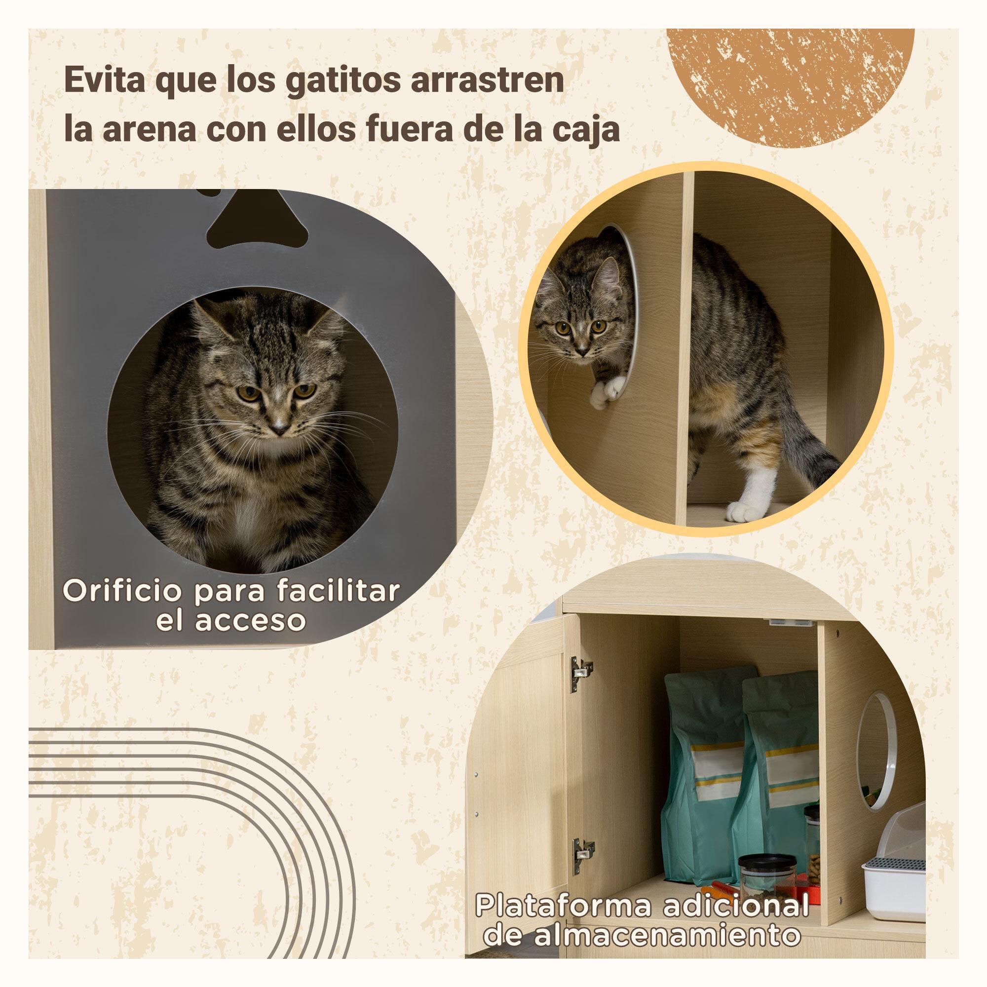 Arenero para Gatos de Madera con 2 Puertas Cama Cojín Suave 107x54x70 cm