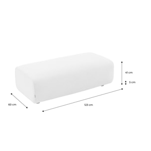 Pouf. module pour canapé. repose-pieds pour canapé d'angle 2 places en bouclette blanche. L 123 x P 60 x H 41cm - Wallas