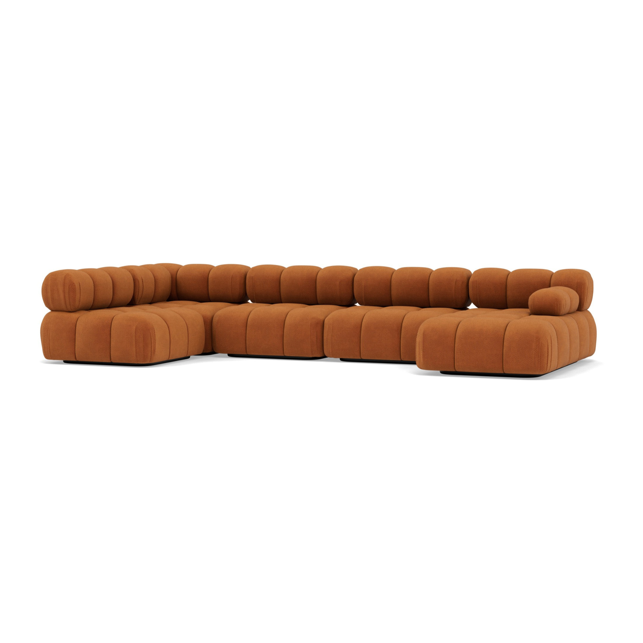 Ruby - canapé panoramique modulable d'angle gauche 7 places en velours texturé - Terracotta