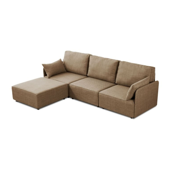 Sofá modular con chaiselongue 3 plazas y brazos Cubiq Beige