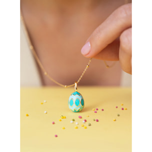 Charm Easter Egg Blue Baño Oro