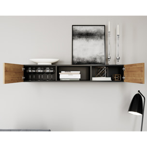 Felicia - étagère suspendue - 120 cm - Bois / Noir