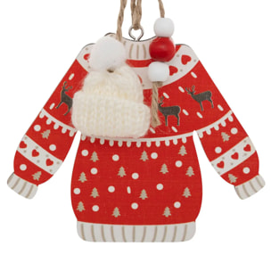 Lot de 2 sujets pull de Noël bois H.12cm