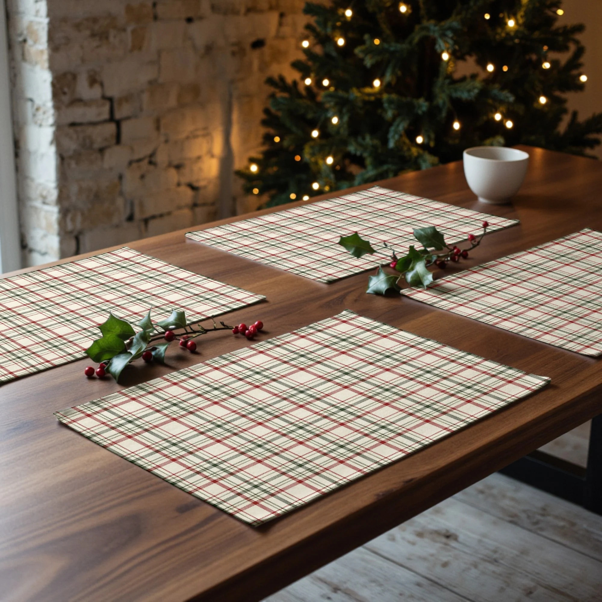 Lot de 2 sets de table anti-taches Christmas Wish 12 1225