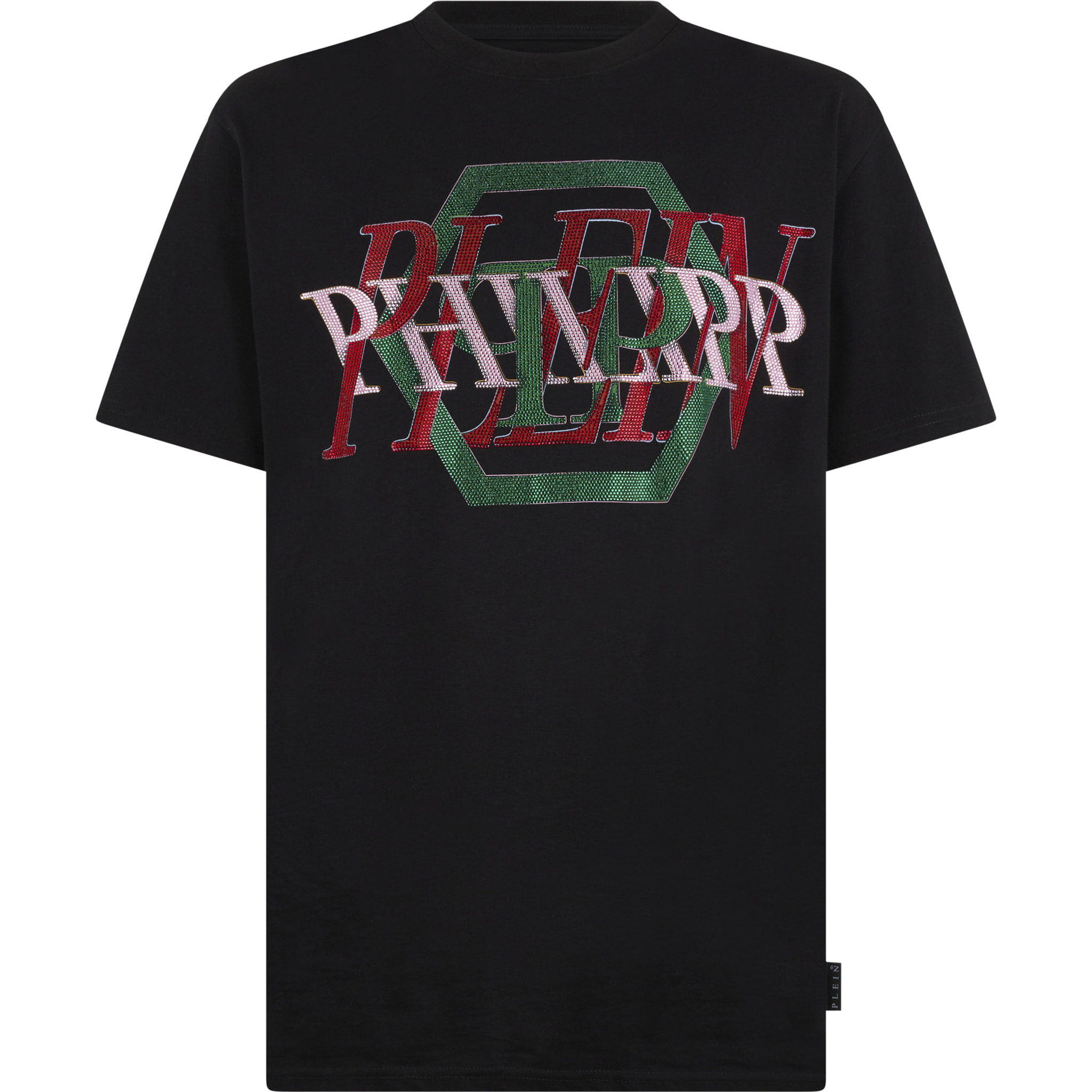 PHILIPP PLEIN Round Neck T-Shirt Logo Hexagon Stones