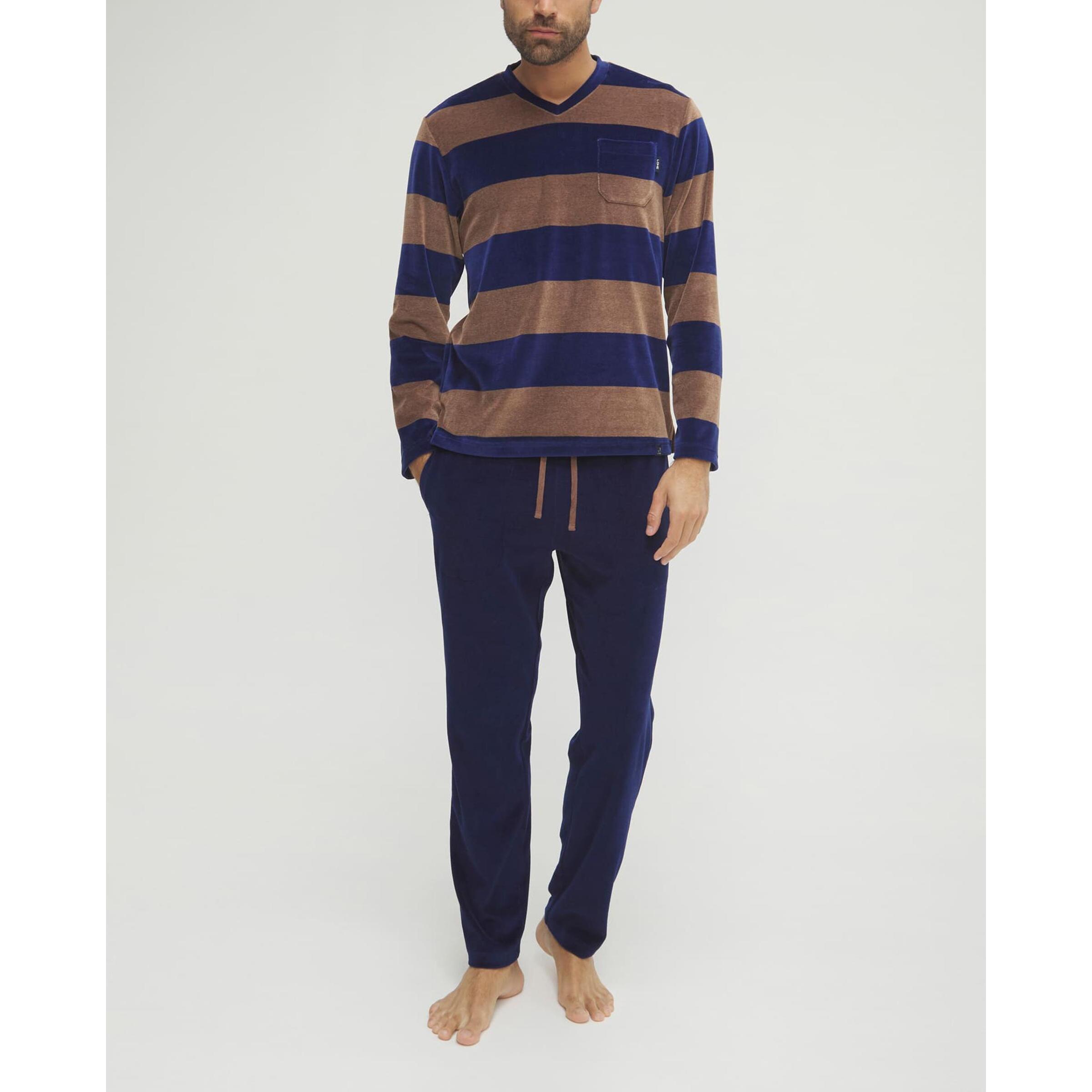 Pijama hombre terciopelo rayas