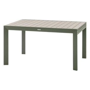 Table de jardin extensible coulissante "Évasion" effet bois lin & vert laurier 10 places lates en aluminium