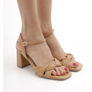 SANDALO TRECCIA CHOCOLA' CUOIO