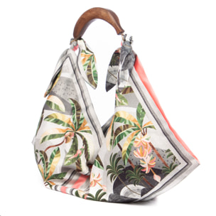 Berchidda Bolso de hombro Mujer. Fabricado en tejido suave, tintes naturales con asa de madera.