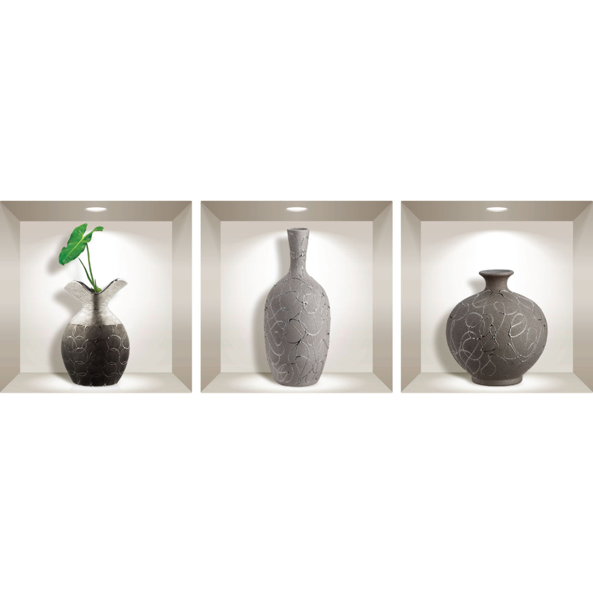 Stickers muraux 3D | Sticker Mural Autocollant effet 3D vases décoratifs - Stickers adhésifs 3D Chambre Salon Trompe l'oeil