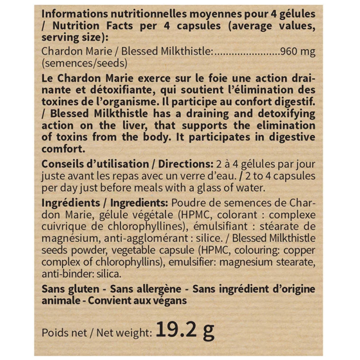 NUTRIEXPERT – Chardon Marie – Detox du Foie– Soutient le bon fonctionnement hépatique et du foie – Favorise le drainage - 100% extraits Chardon Marie naturel – Convient aux végans - Lot de 2 produits