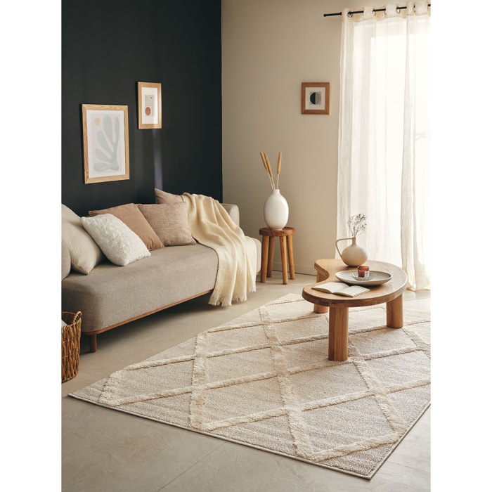 HARMONIE - Tapis motif losange crème