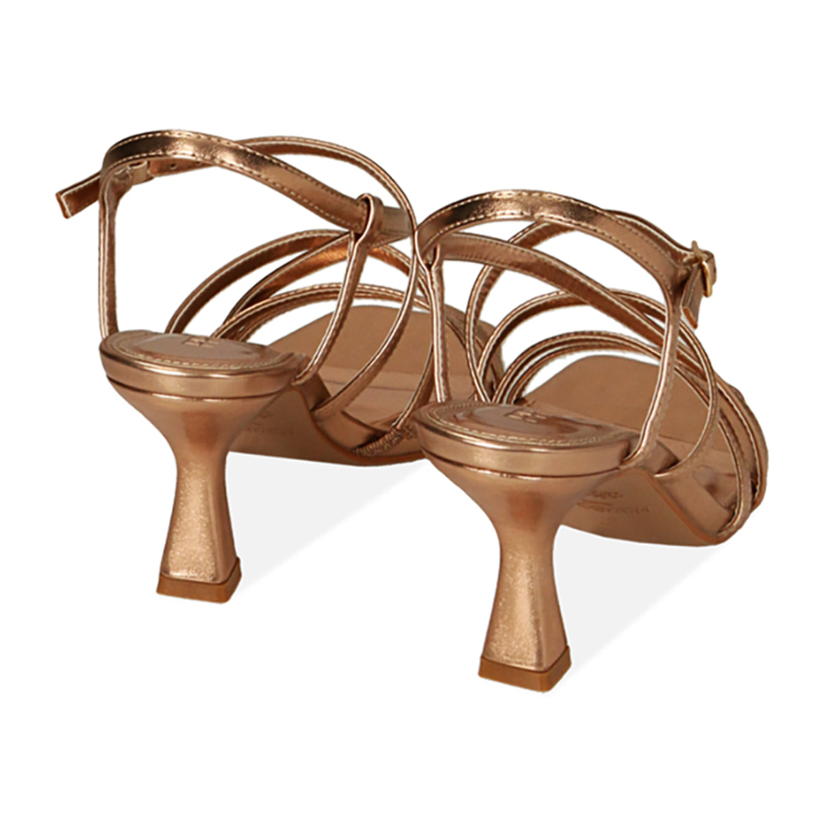 Sandalias de oro rosa, tacón de 7,5 cm
