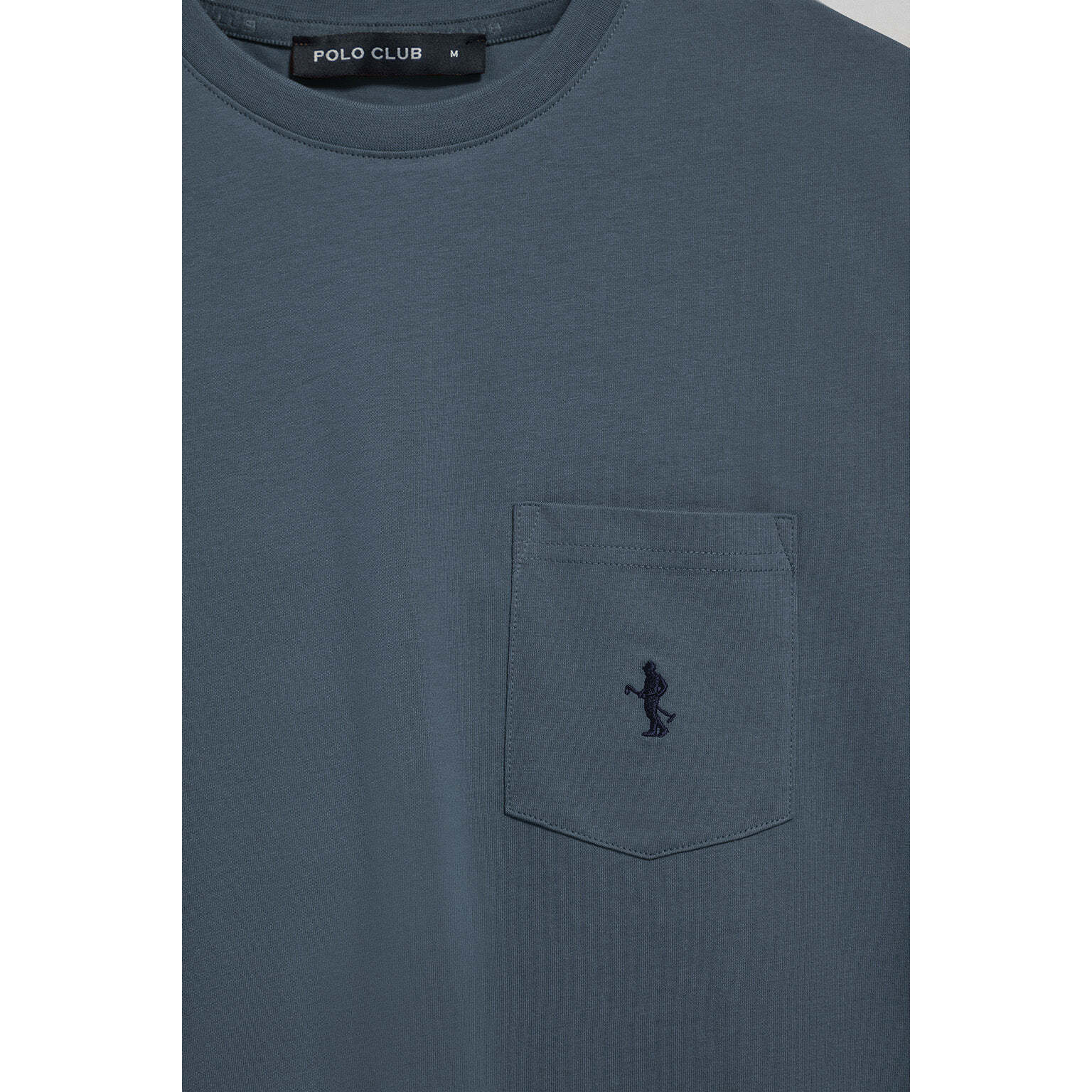 Camiseta azul denim de manga corta con bolsillo y bordado Rigby Best