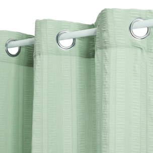 Voilage Noa motif rayures plissées140x240cm vert céladon