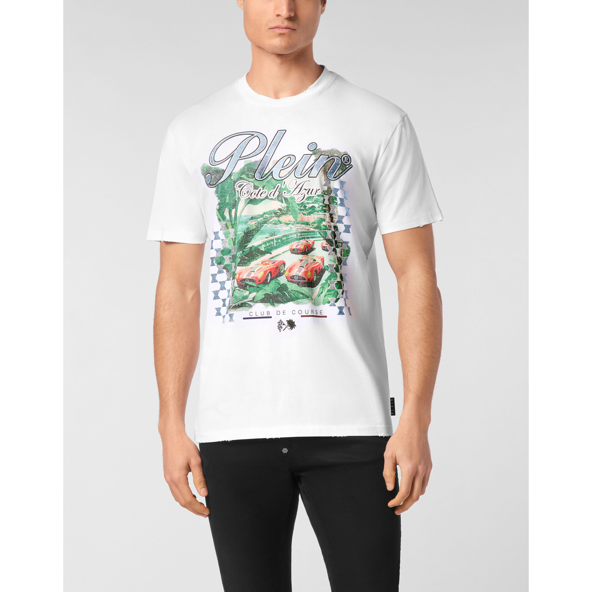 PHILIPP PLEIN Camiseta de cuello redondo y manga corta D AZUR