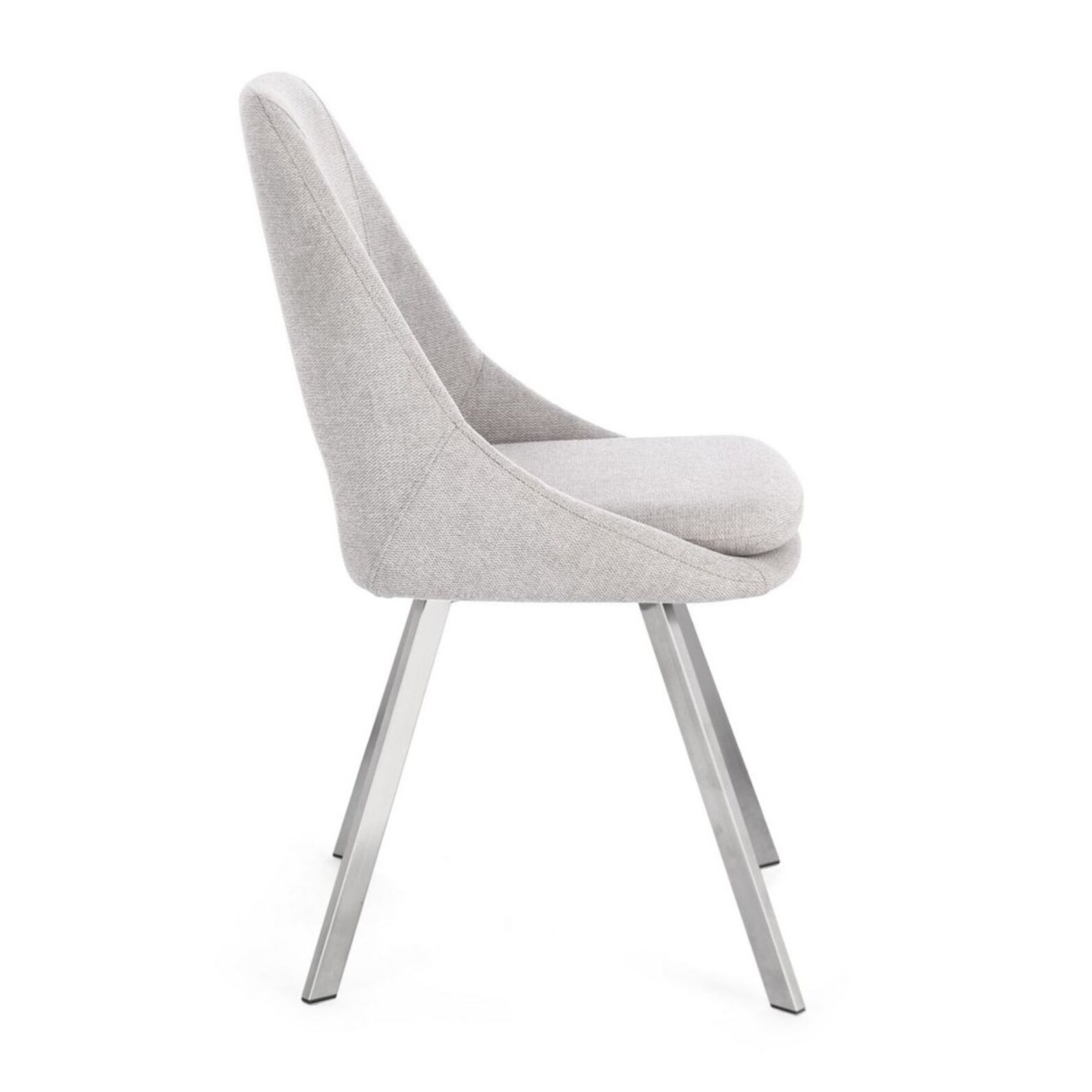 Set di sedie KASHAR in tessuto grigio chiaro e gambe acciaio