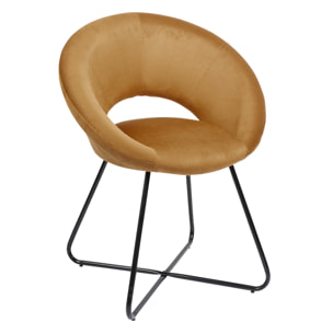 Fauteuil Rond Velours Cotele Giulia Jaune