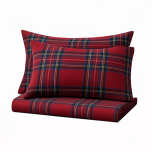 Intrecci - Parure Copripiumino Tartan Scozzese, Set Sacco Piumino e Federe in Puro Cotone, Matrimoniale