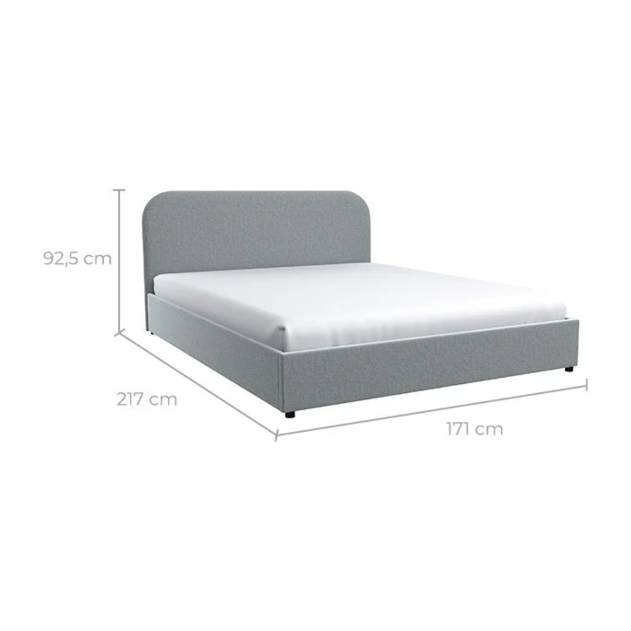 Lit double 160x200 cm avec coffre en tissu gris - Tilly