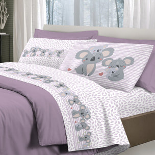 Completo letto koala rosa