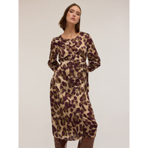 Motivi - Vestido efecto cruzado estampado camuflaje - Verde militare