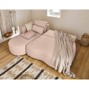 Mahina - canapé d'angle gauche - 4 places - convertible avec coffre - en tissu bouclette - Rose