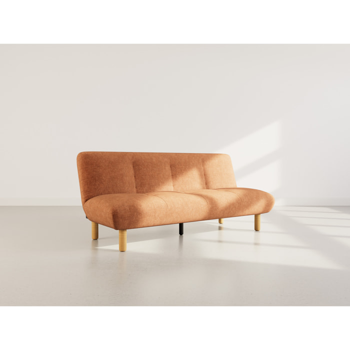 Soan - Banquette 2 places convertible clic-clac en velours texturé - Terracotta