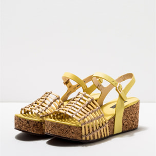 Sandalia de cuña S3220 BRAIDED YELLOW / ARROBA color Yellow