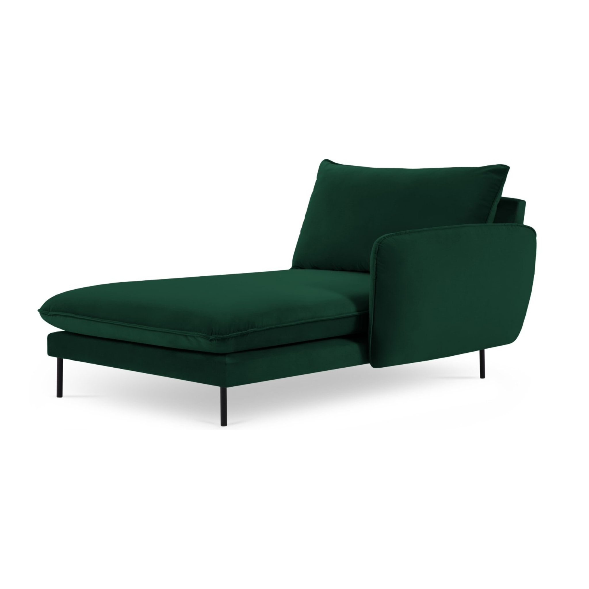 Méridienne droite "Vienna" en velours vert bouteille