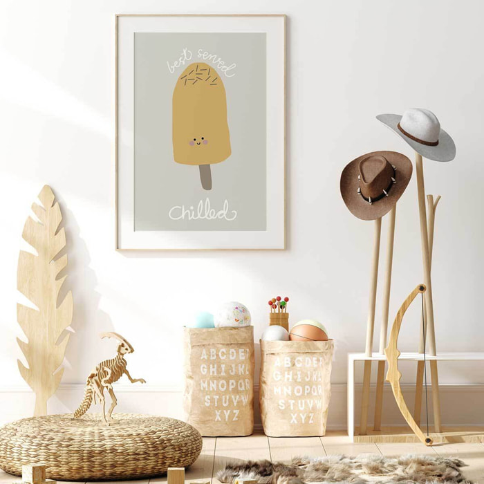 Affiche enfant glaces Affiche + cadre en bois - Chêne