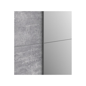 Dressing Armoire 2 portes coulissantes 5 tablettes et 1 miroir - 6 coloris - THAIS