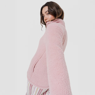 Felpa sherpa da donna rosa