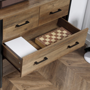 HOMCOM Cajonera con 4 Cajones Cómoda de Dormitorio de Madera Mueble Almacenaje para Salón Habitación Oficina Estilo Industrial Antivuelco 80x40x75 cm Marrón