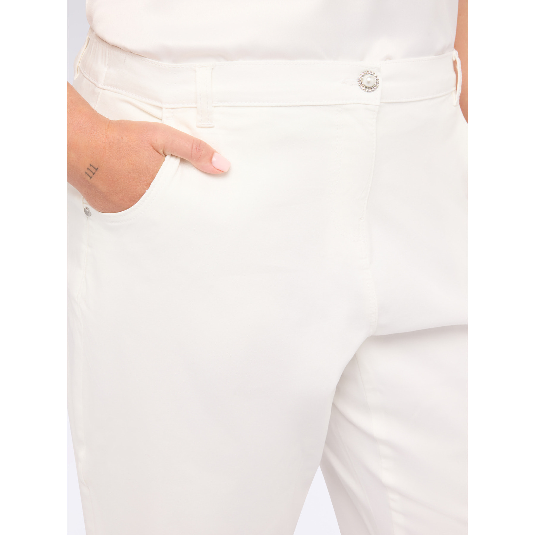 Fiorella Rubino - Pantalones moon fit de mezcla de algodón - Blanco