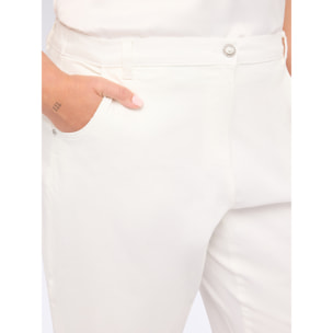 Fiorella Rubino - Pantalones moon fit de mezcla de algodón - Blanco