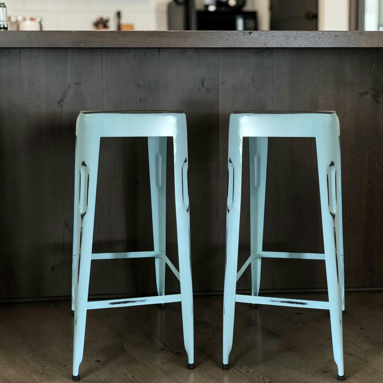 Tabouret de bar bleu (lot de 2) LEEDS