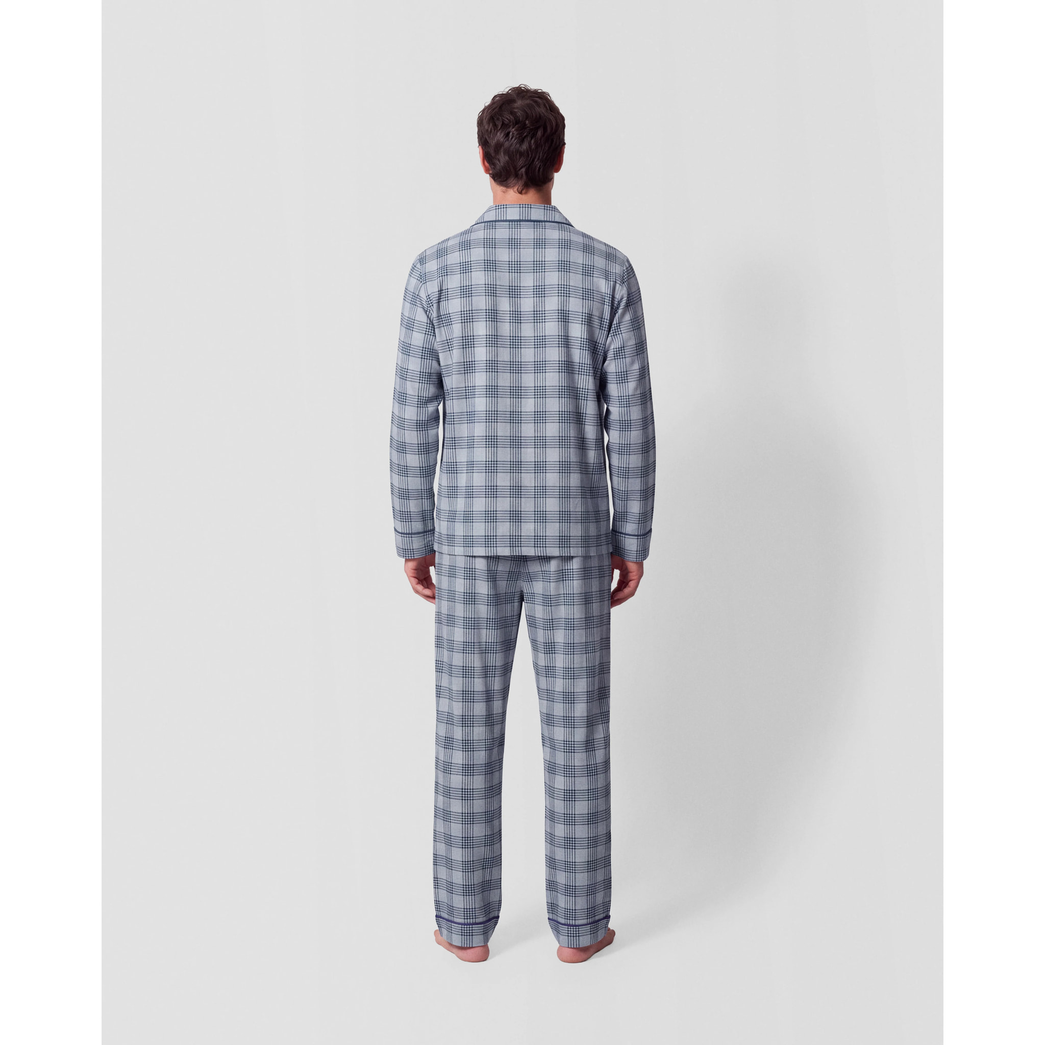 Pijama largo camisero algodón cuadro seren índigo