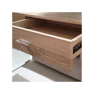 Console en verre trempé et caisson avec tiroirs en bois - GLASS